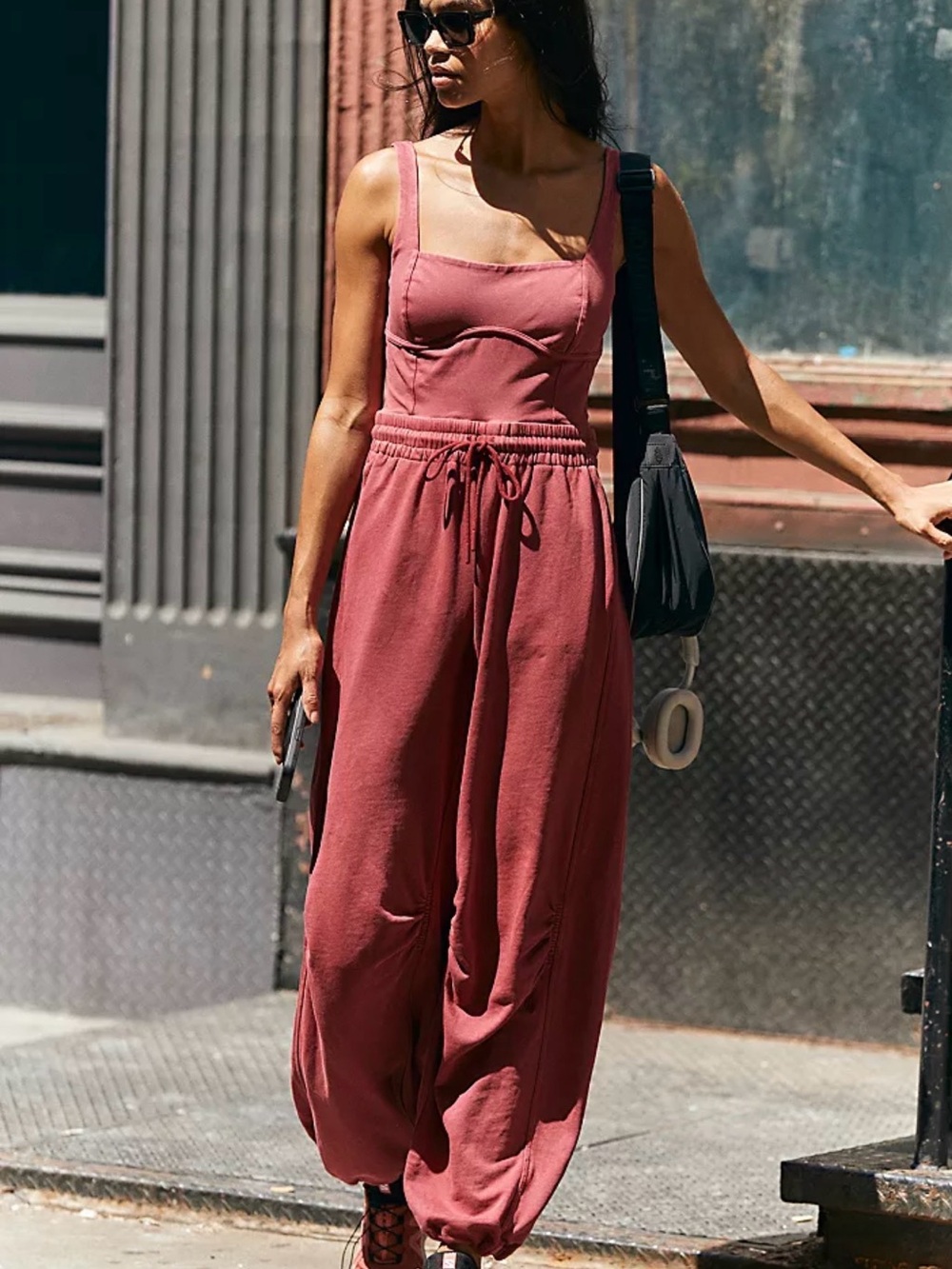 Free People Inbound Onesie in the color Crimson size L